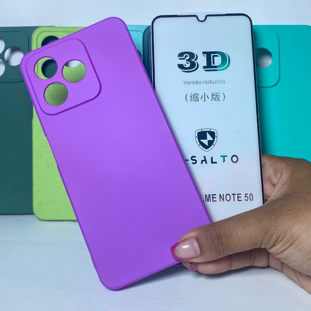 Capa Note 50 / C51 / C53 + Película 3D Kit REALME Capinha Case Protetora Celular Silicone