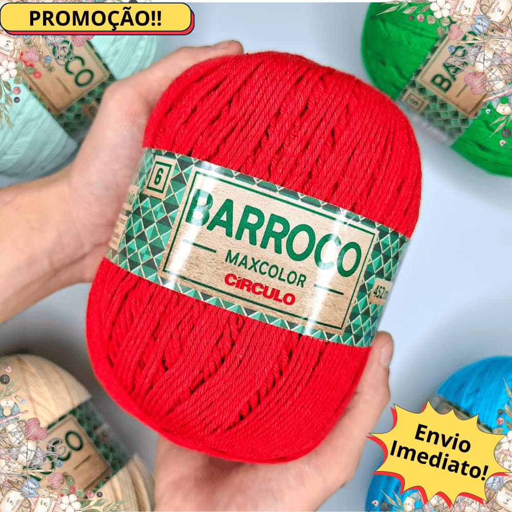 Barbante Barroco Maxcolor N°6 400g Círculo Fio para Crochê Tricô Tapetes