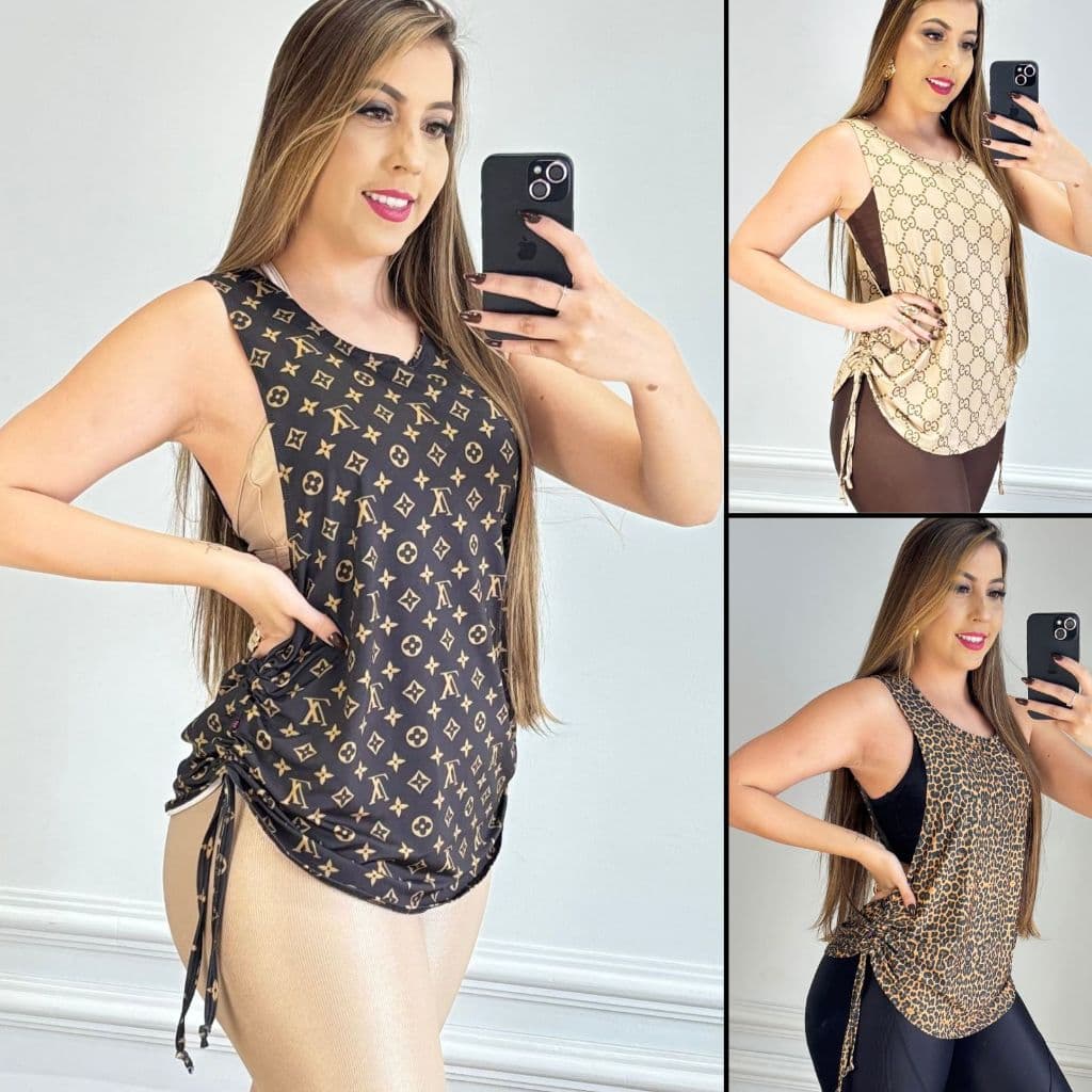 Regatas Feminina Fitness Academia Puxa) Veste Leggins Tapa bumbum Sport Tule Camisão Top Regata Treino Camiseta Dry Fit
