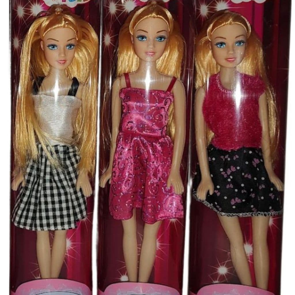 Kit 3 Bonecas Bella Balada Toys & Toys  Bonecas Articuladas 27cm Com Roupas e Cabelos Brinquedo Infantil Para Meninas