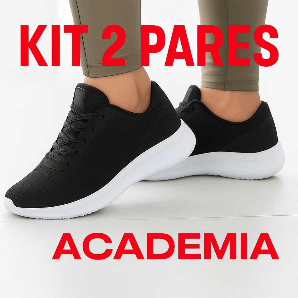 Kit 2 Pares Tênis Esportivo Feminino Masculino Academia Esportivo Corrida Confortavel Caminhada Dia a Dia Promoçao