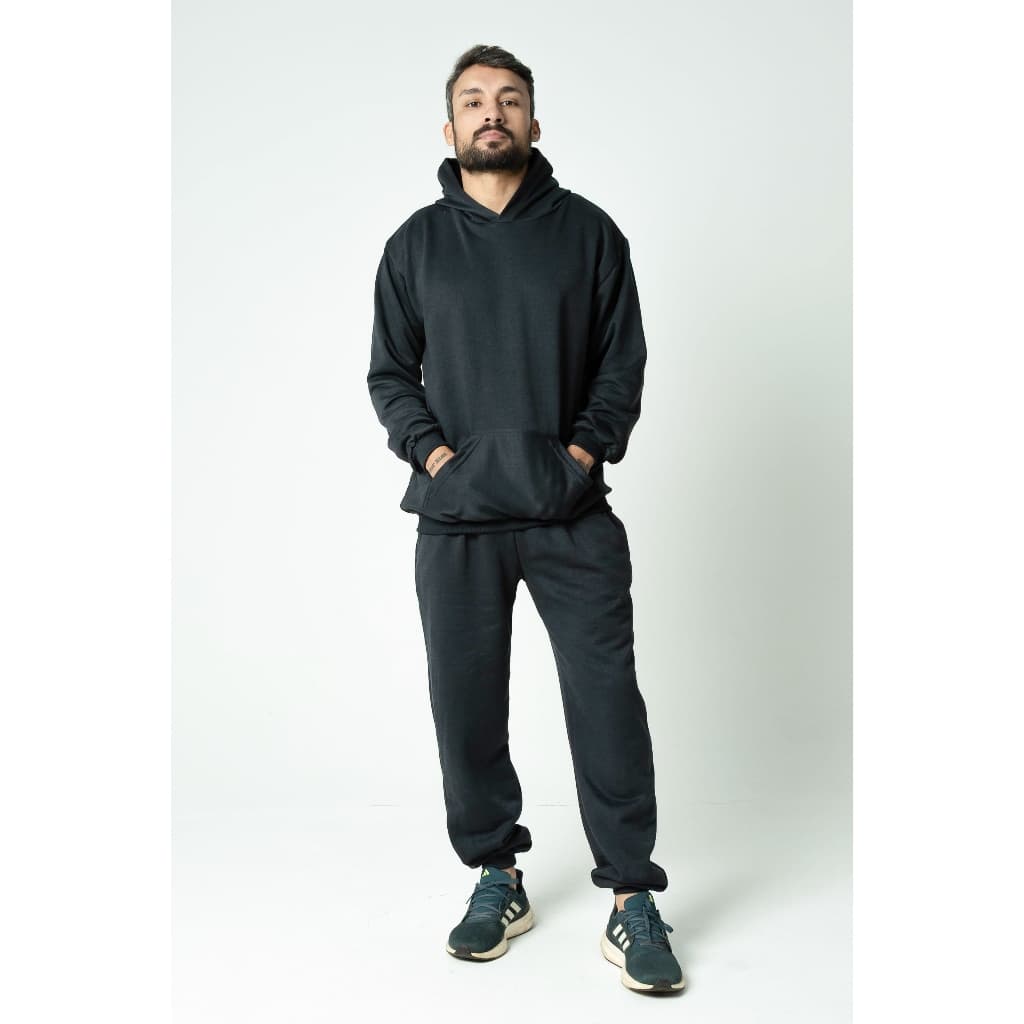 Blusa Moletom Canguru Com Capuz Bolso + Calça Moletom Conjunto 2 Peças Moletom Esporte Casual Algodão