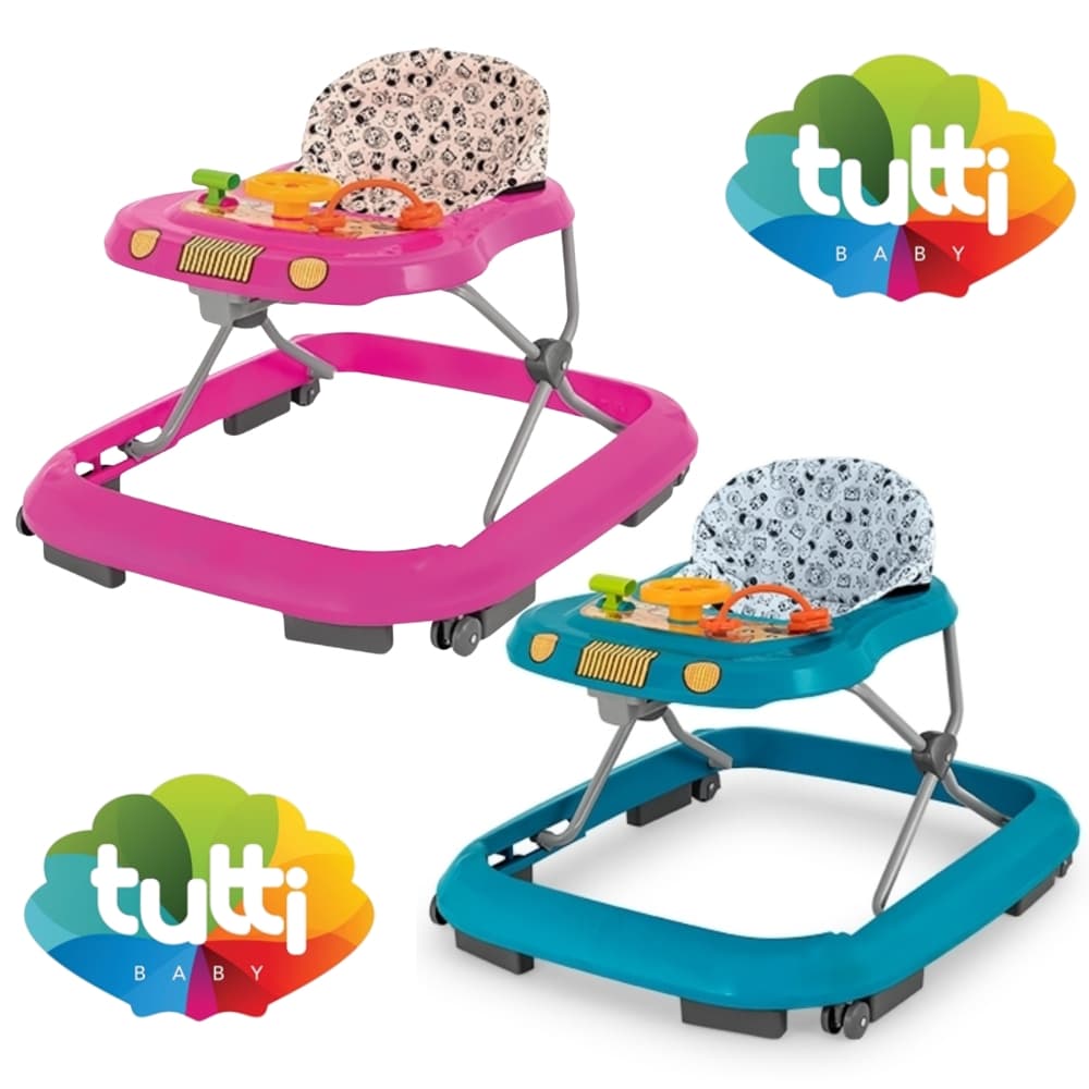 Andador Infantil para Bebê com Centro de Atividades Musical Safari II Tutti Baby Azul / Rosa