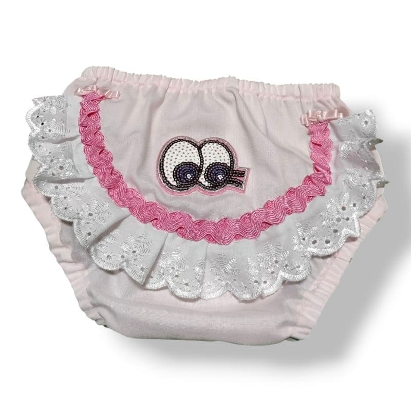 tapa Fralda Bebê com Renda e Detalhe Rosa