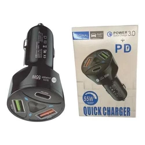 Carregador Veicular 3.0 - Usb Turbo 3 Portas - Carregador Automotivo Preto ou branco