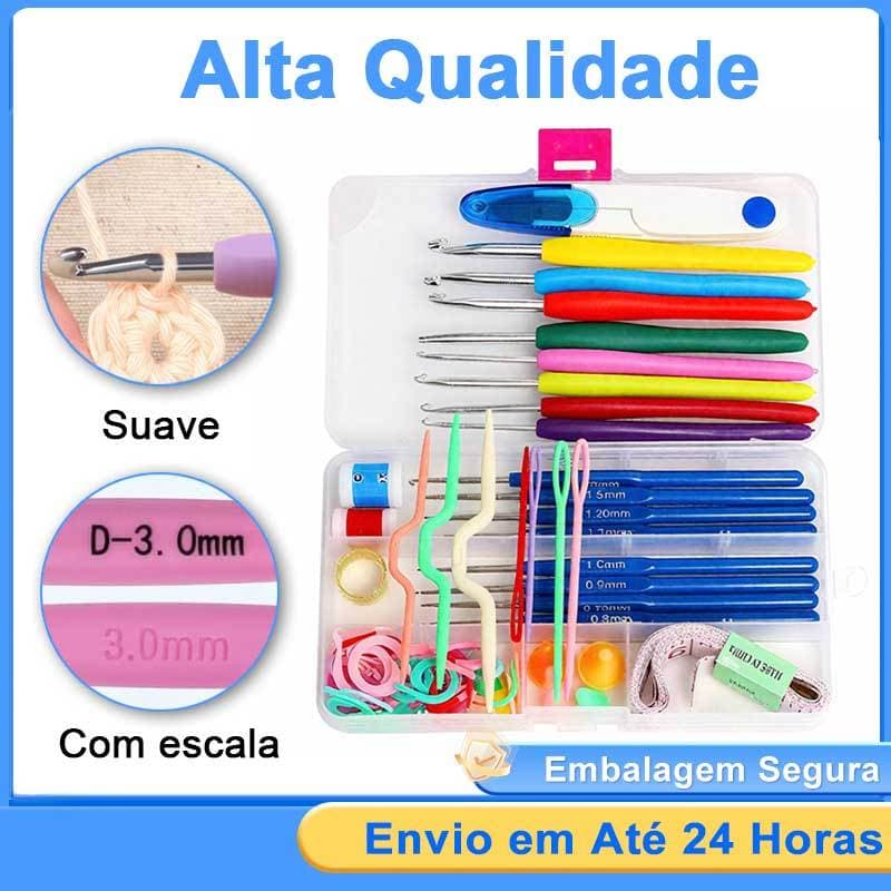 Kit 53 Peças Croche Amigurumi Ferramenta Agulhas Acessórios Completo Unidades Cabo Ergonômico