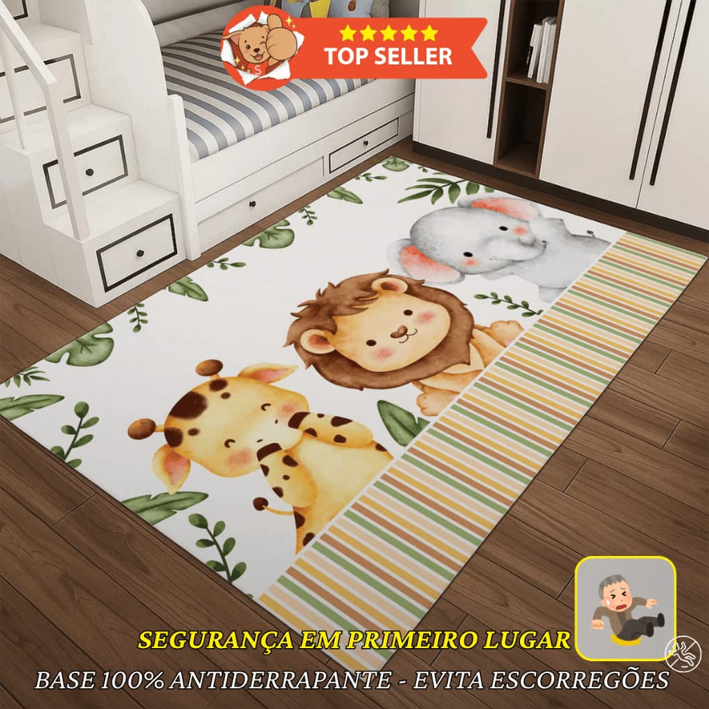 Tapete Infantil Antiderrapante 1,00x1,35 - Decoração e Conforto p/ Quarto, Espaço Kids, Sala de Aula
