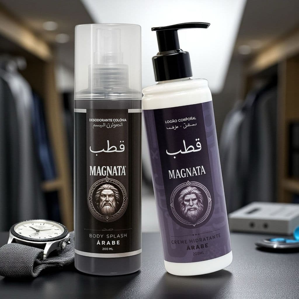 Kit Body Splash e Creme Hidratante Corporal Magnata – O Poder da Perfumaria Árabe- 200ml cada.