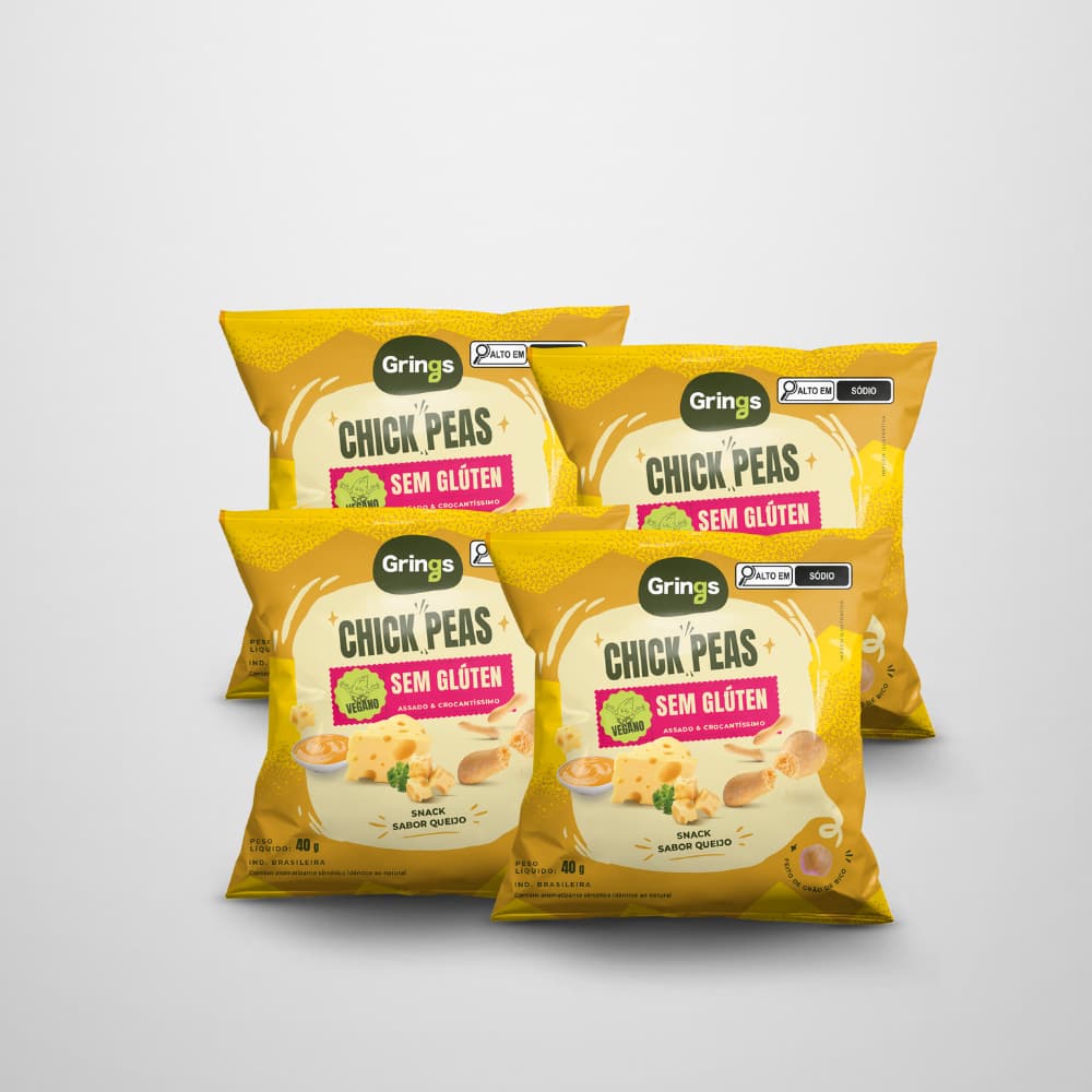 Kit 4x Chick Peas Grings Sabor Queijo - Snack Saudável, Crocante, Sem Gluten