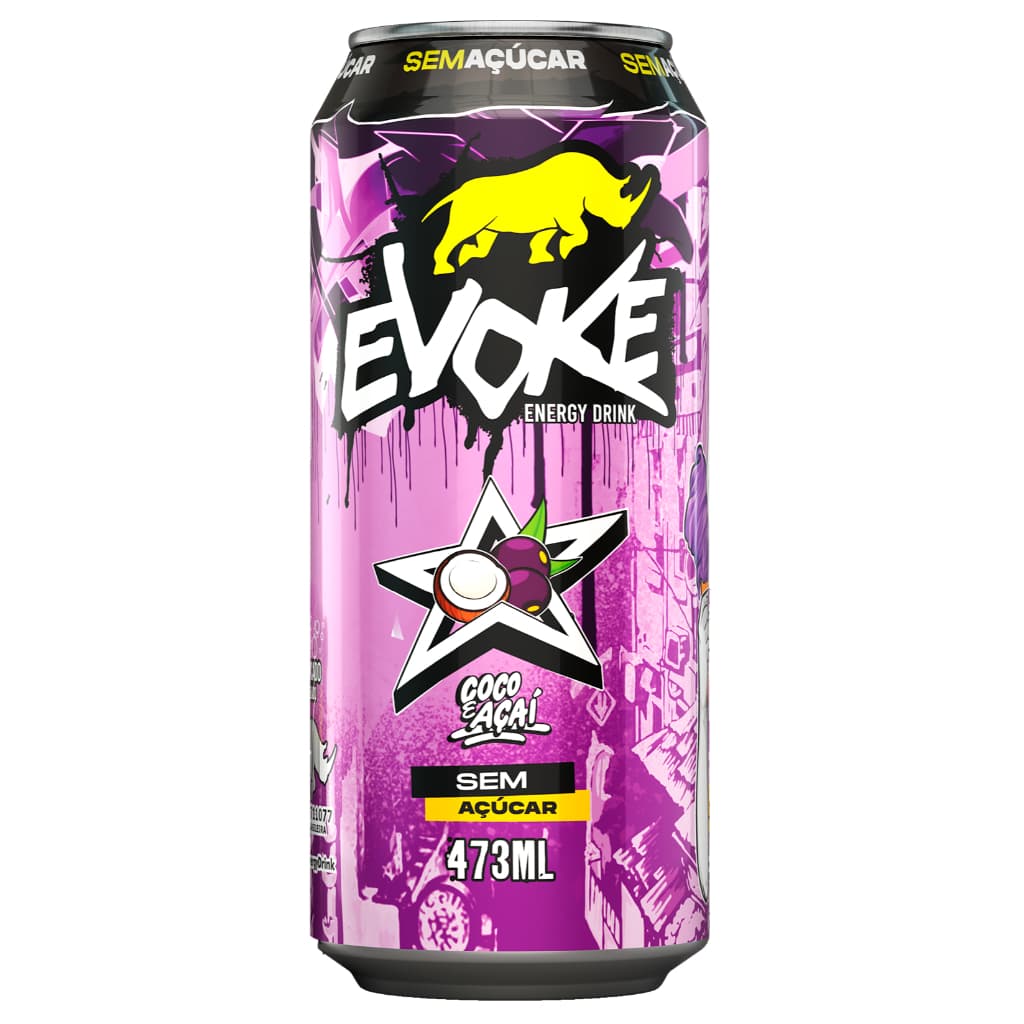 Evoke Energy Drink Coco e Açaí Zero Açúcar - 12 Latas de 473 ml