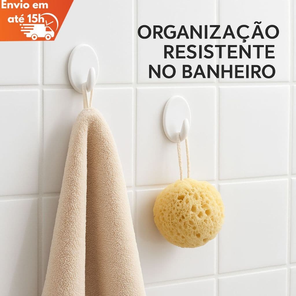 Ganchos Adesivos Sem Furo Parede Kit 9 Unidades Banheiro Cozinha Multiuso