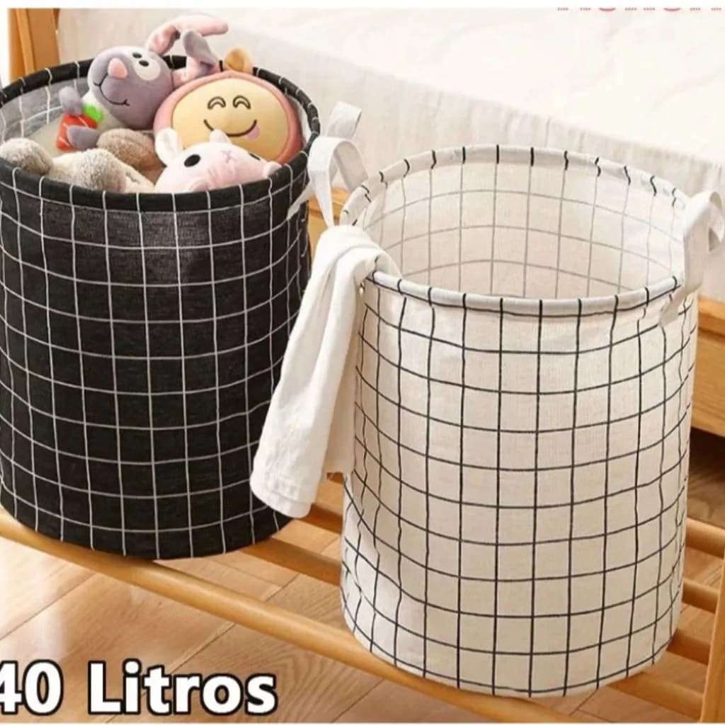 Cesto Organizador Multiuso Tecido Dobrável 40L / Cesto de Tecido Lavanderia Brinquedos Banheiro para Casa Estampas