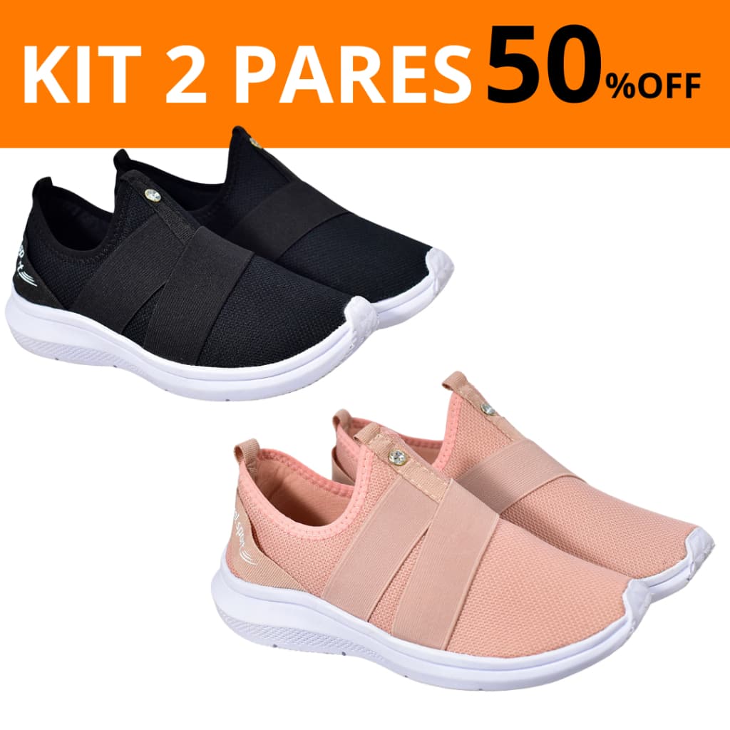 Kit 2 Tênis Meia Feminino Tênis Esportivo Academia Corrida Caminhada Sapatao Macio Leve Confortável