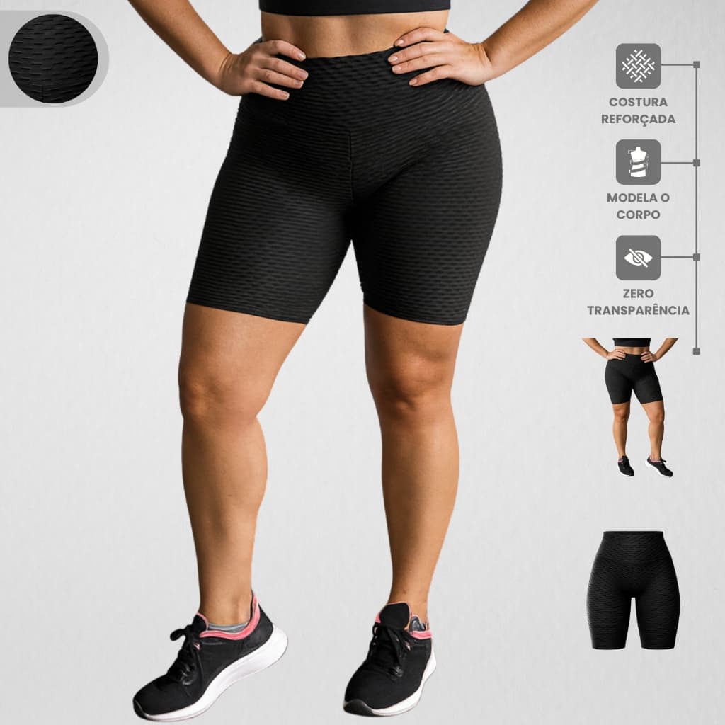 Bermuda Fitness Bolha Texturizada 3D Feminina Confortável e Resistente Roupa Academia Fitness