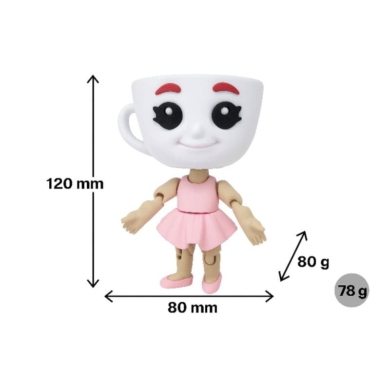 Boneca Articulada Bailarina Capuccina Impressão 3D PLA Figura Colecionável 12cm.
