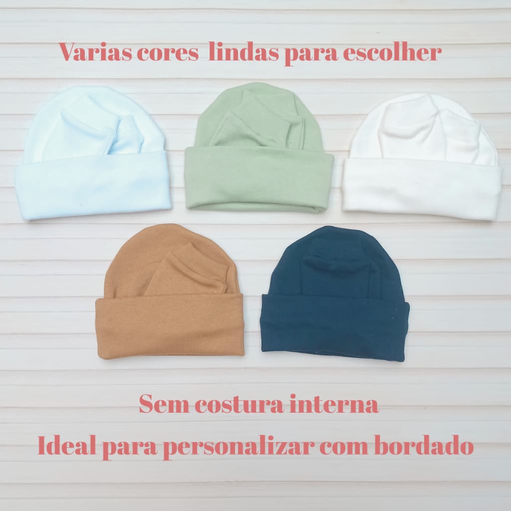 Kit 3 Toucas e 3 Luvas Bebê Recém Nascido Colorido 100% Algodão Antialérgico Enxoval Maternidade Unissex