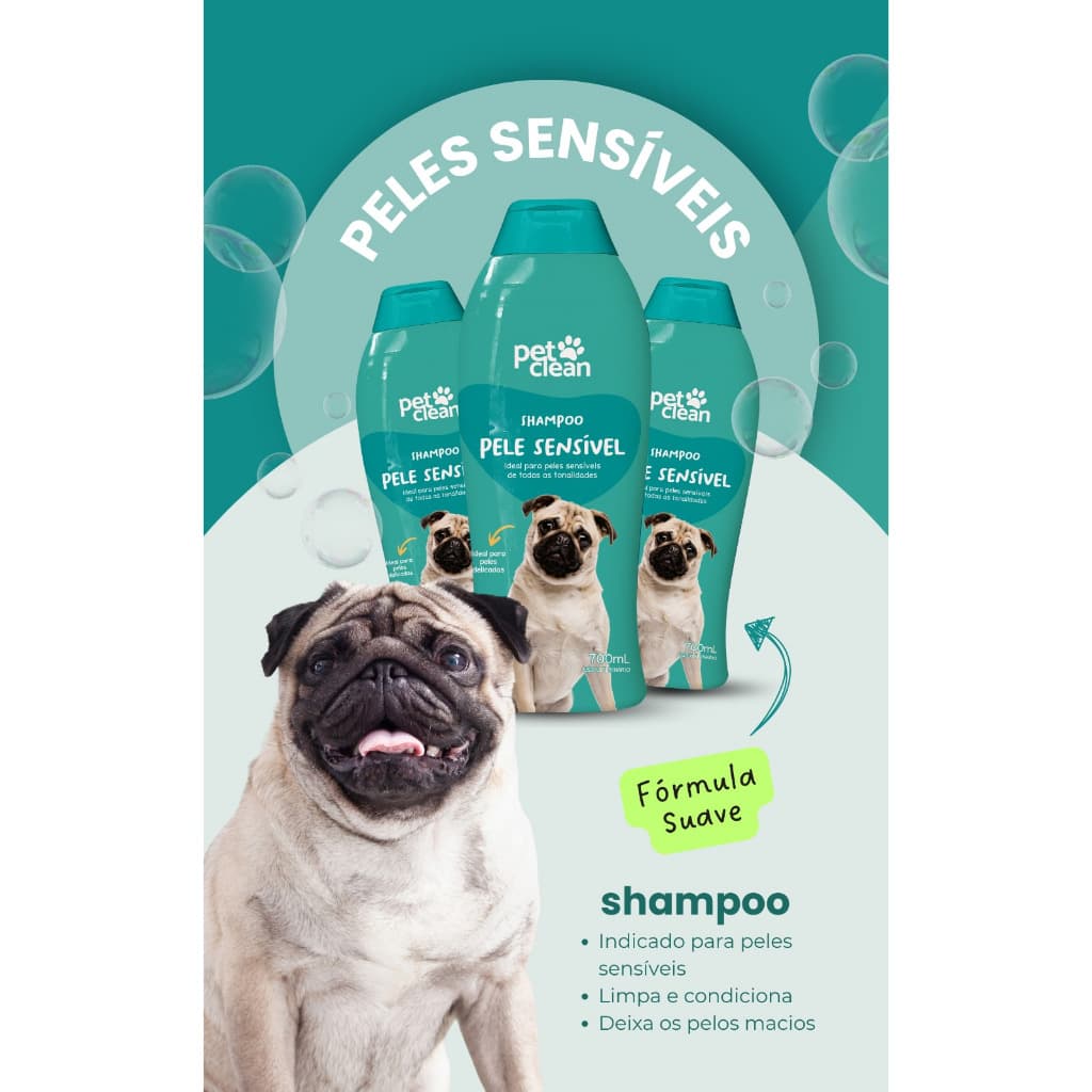 SHAMPOO PET CLEAN PELE SENSÍVEL 700ml para cães