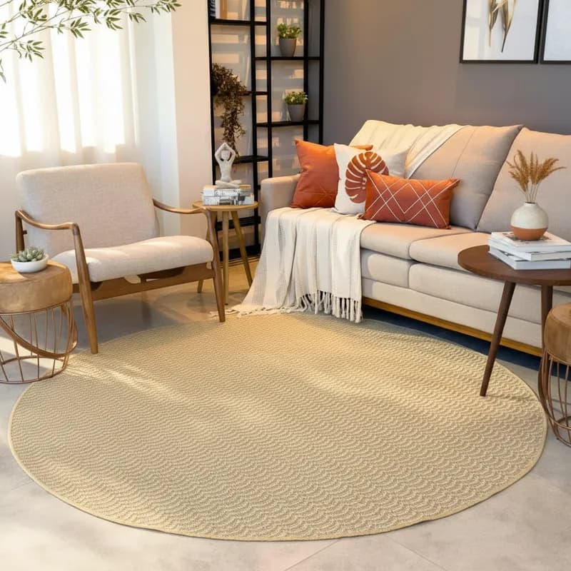 Tapete Redondo Sisal 2,00x2,00 Antiderrapante Elegante Decorativo Para Sala Quarto Hall e Recepção