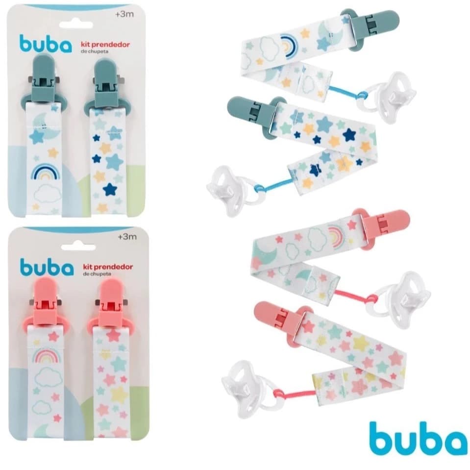 Kit 2 prendedores De Chupeta Para Bebê Buba | Prendedor de Chupeta Infantil De Bebê | Recem Nascido