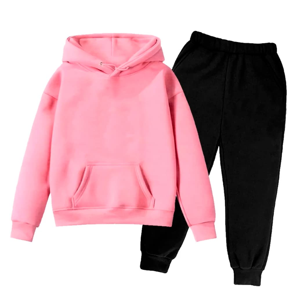 Conjunto Rosa Feminino Blusa e Calça Moletom Feminino Infantil Conjunto de Moletom Calça Feminina