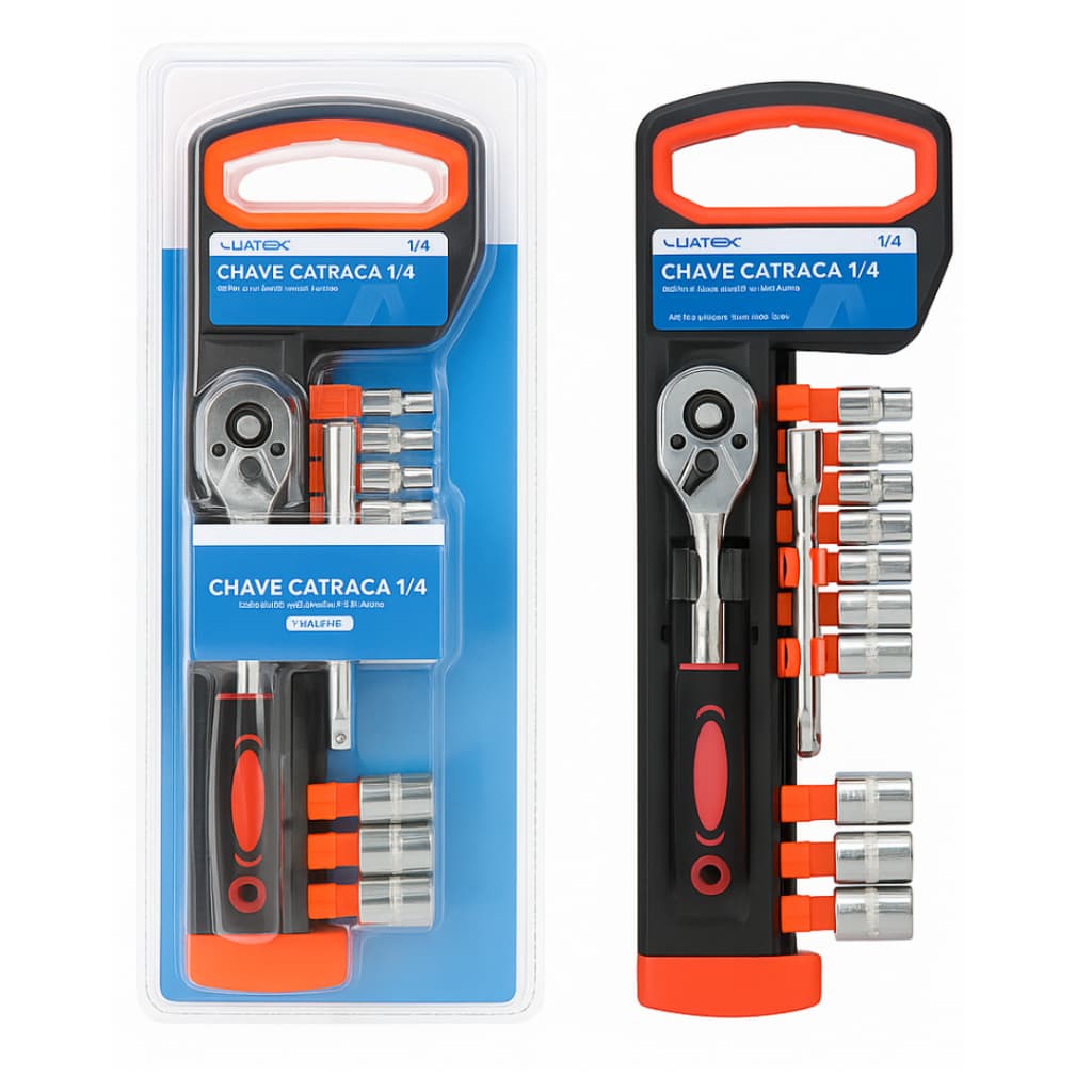 Jogo de Soquetes 12 Peças Chave Catraca Reversível e Extensor 4mm a 13mm - LUATEK