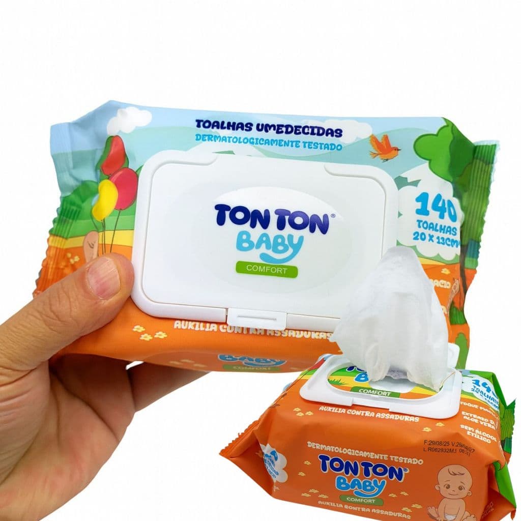 280 Toalhas Umedecidas Ton Ton Baby Confort Pacote higienico, aloe vera protecao e cuidado
