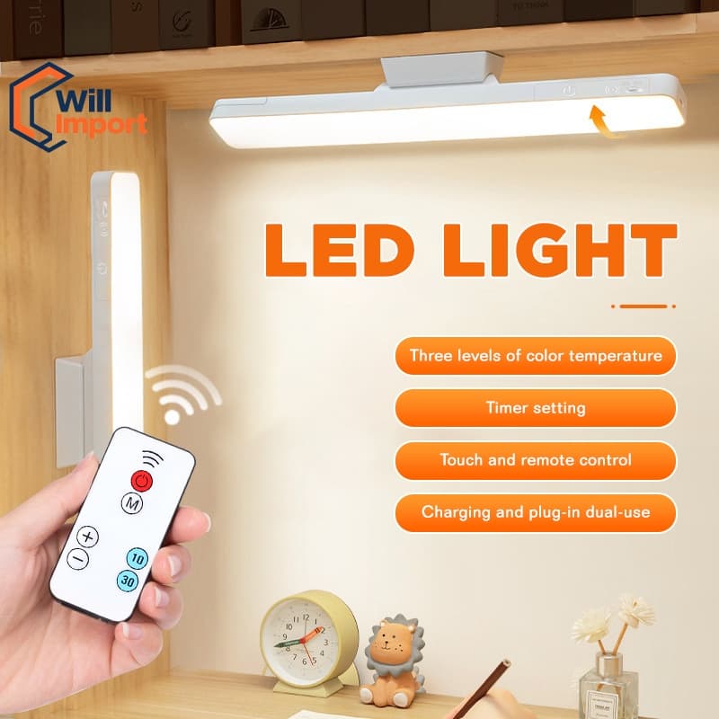 Luminária de mesa USB magnética, luz noturna, luminária de mesa LED, luzes de leitura para quarto, recarregável, 33 cm