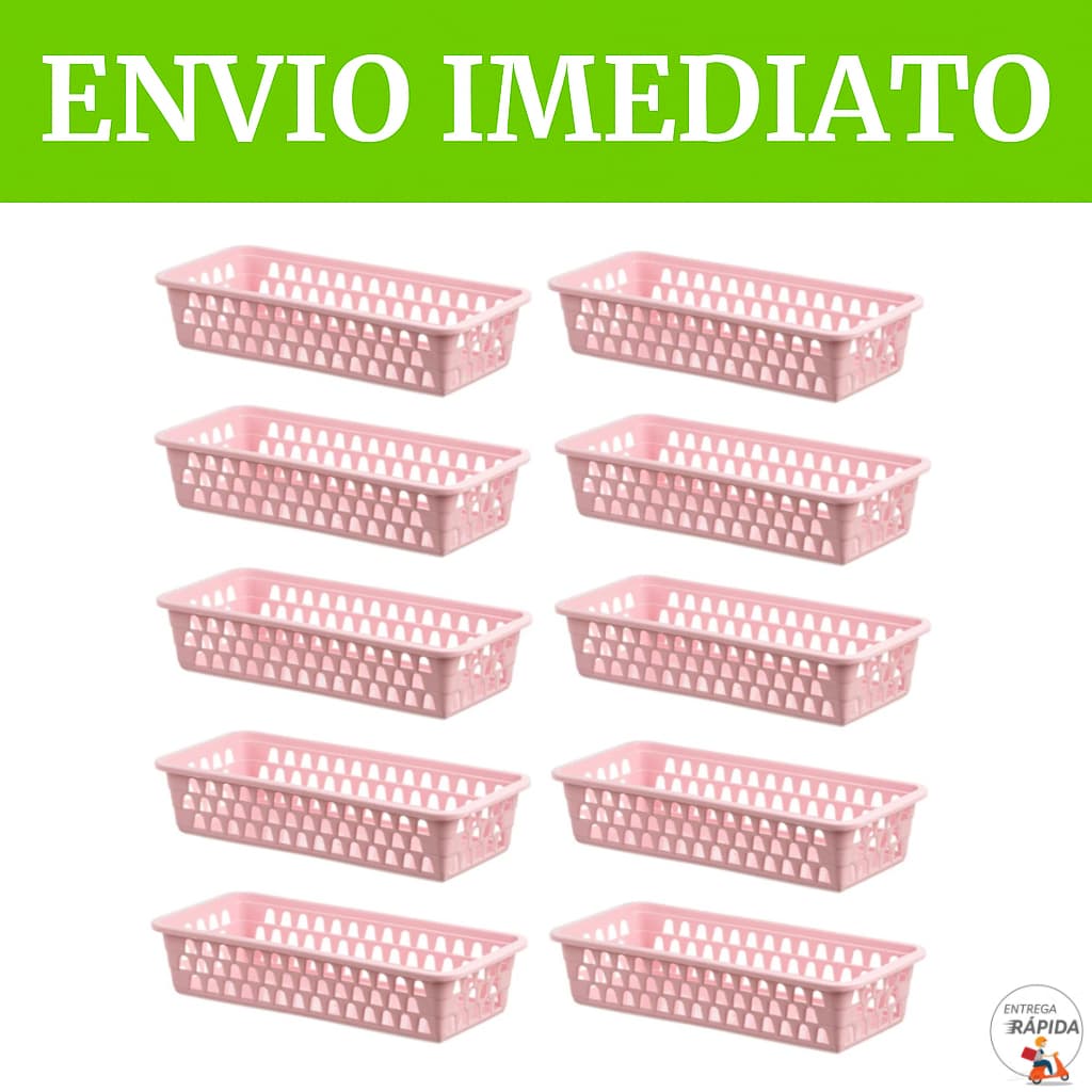 KIT CESTO ORGANIZADOR RETANGULAR CESTINHO MULTIUSO LAVANDERIA BANHEIRO GAVETA PRATELEIRA