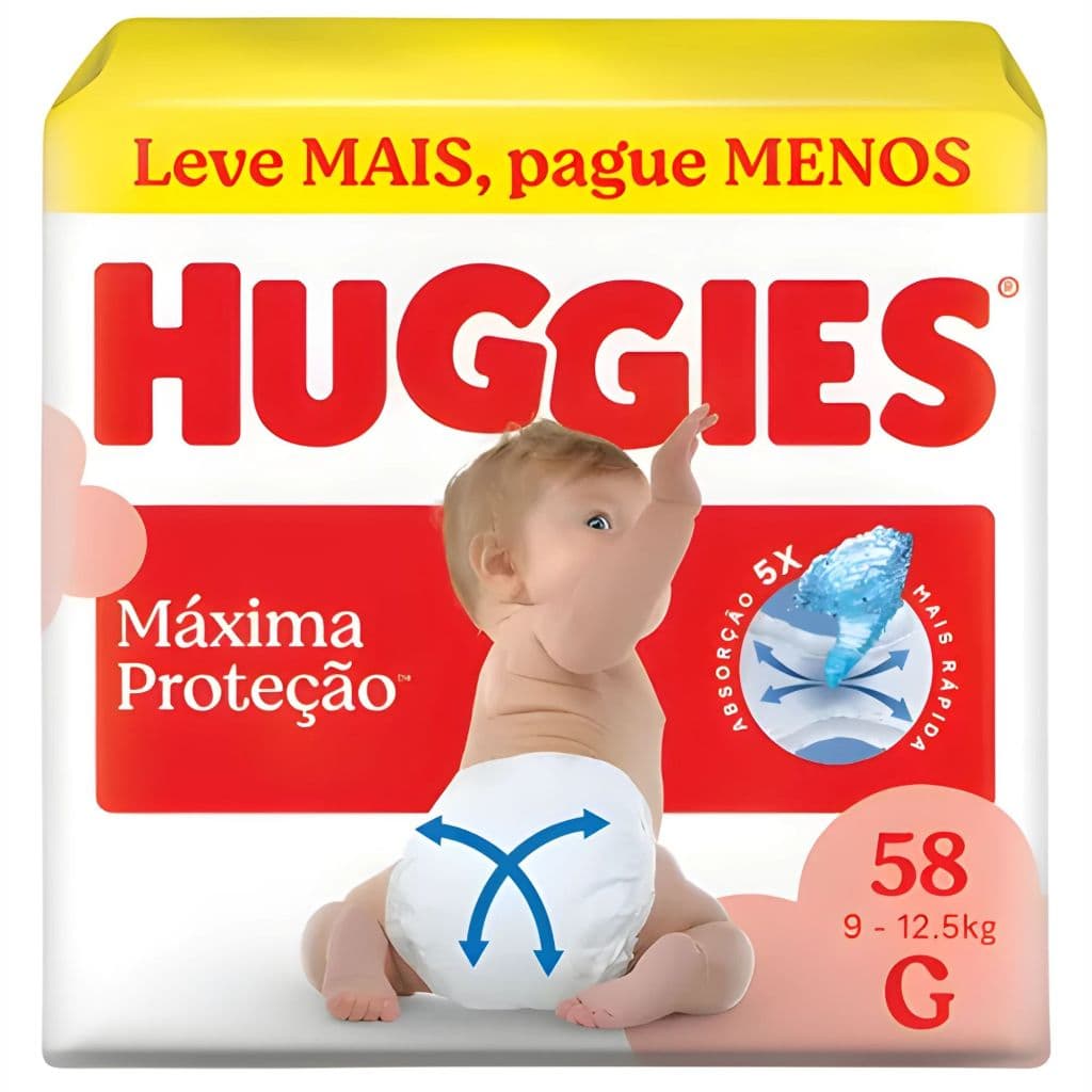 Fralda Infantil Huggies Supreme Care G com 58 Unidades Tamanho Pequeno Sem Gênero