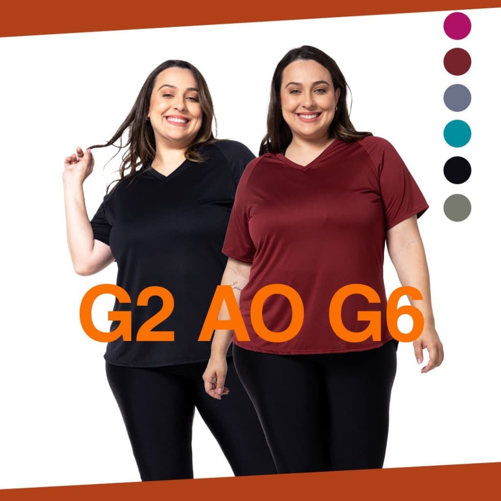 Kit 2 blusas feminina plus size fitness tapa bumbum gola V manga curta dry fit