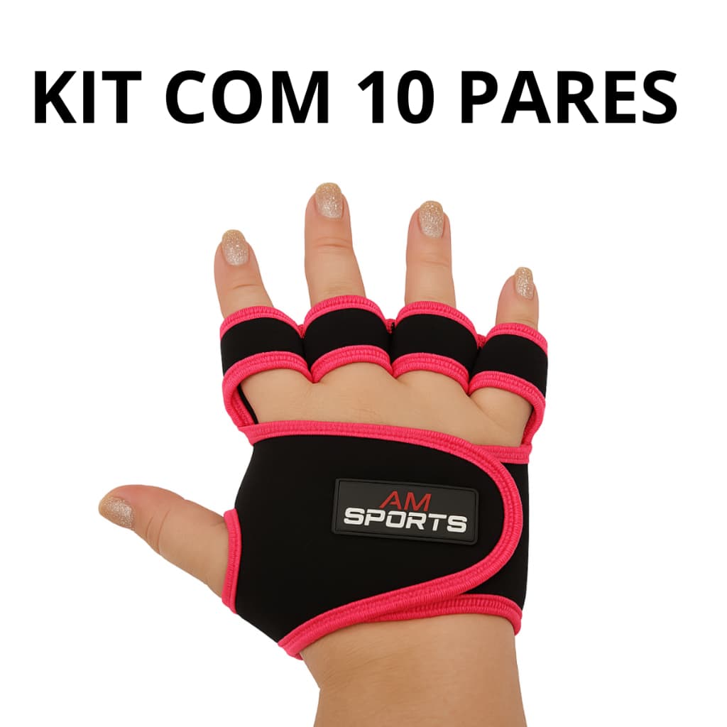 Kit 10 Pares de Luva Para Treino Academia CrossFit o Par Masculino/Feminino