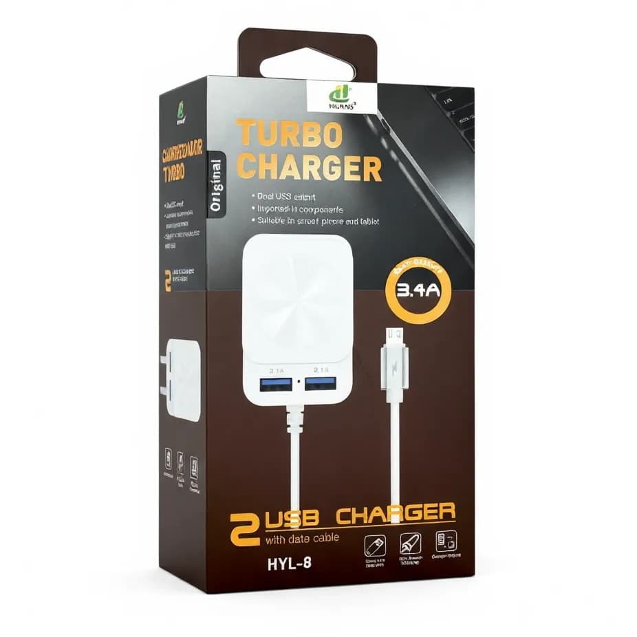 Carregador CMTV8 Rápido Micro USB V8 com 2 USB para android e cabo 1 metro