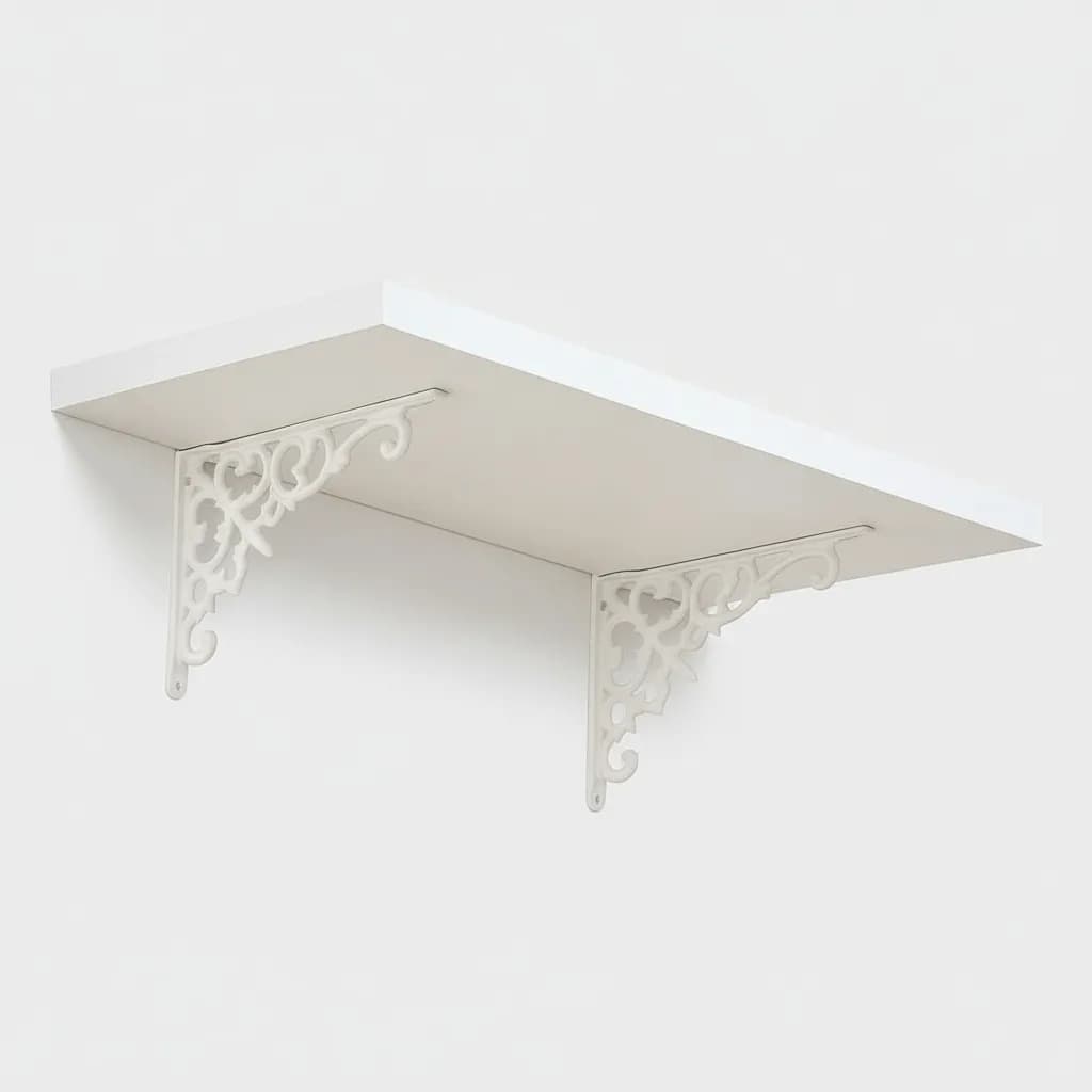 Prateleira MDF Branca 80x25cm Suporte Ferro Preto Colonial Parede Sala Quarto Escritório Cozinha