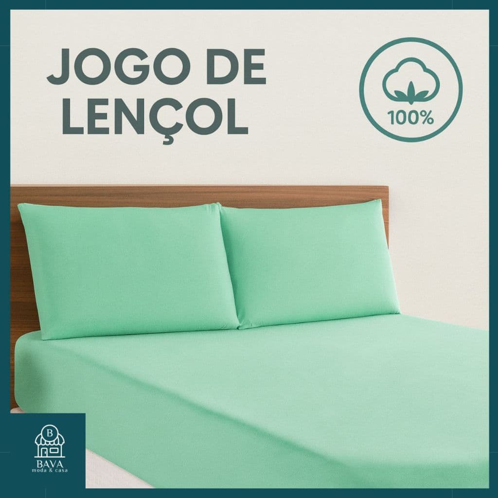 Lençol Casal Jogo 3 Peças Malha 100% Algodão C/ Elástico Liso 1,38x1,88x0,30cm