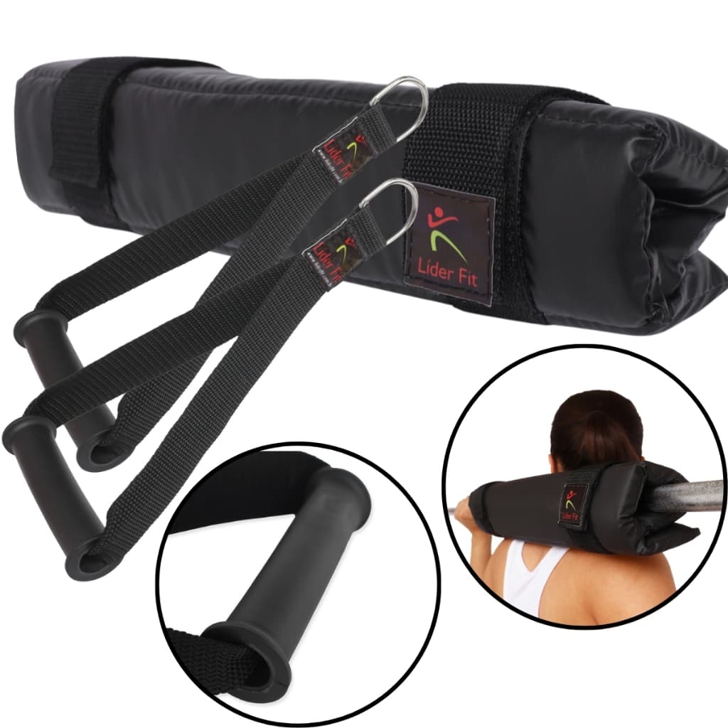 Kit Protetor De Barra Agachamento Musculação Academia Treino / Par De Puxador Cross Lateral Remada