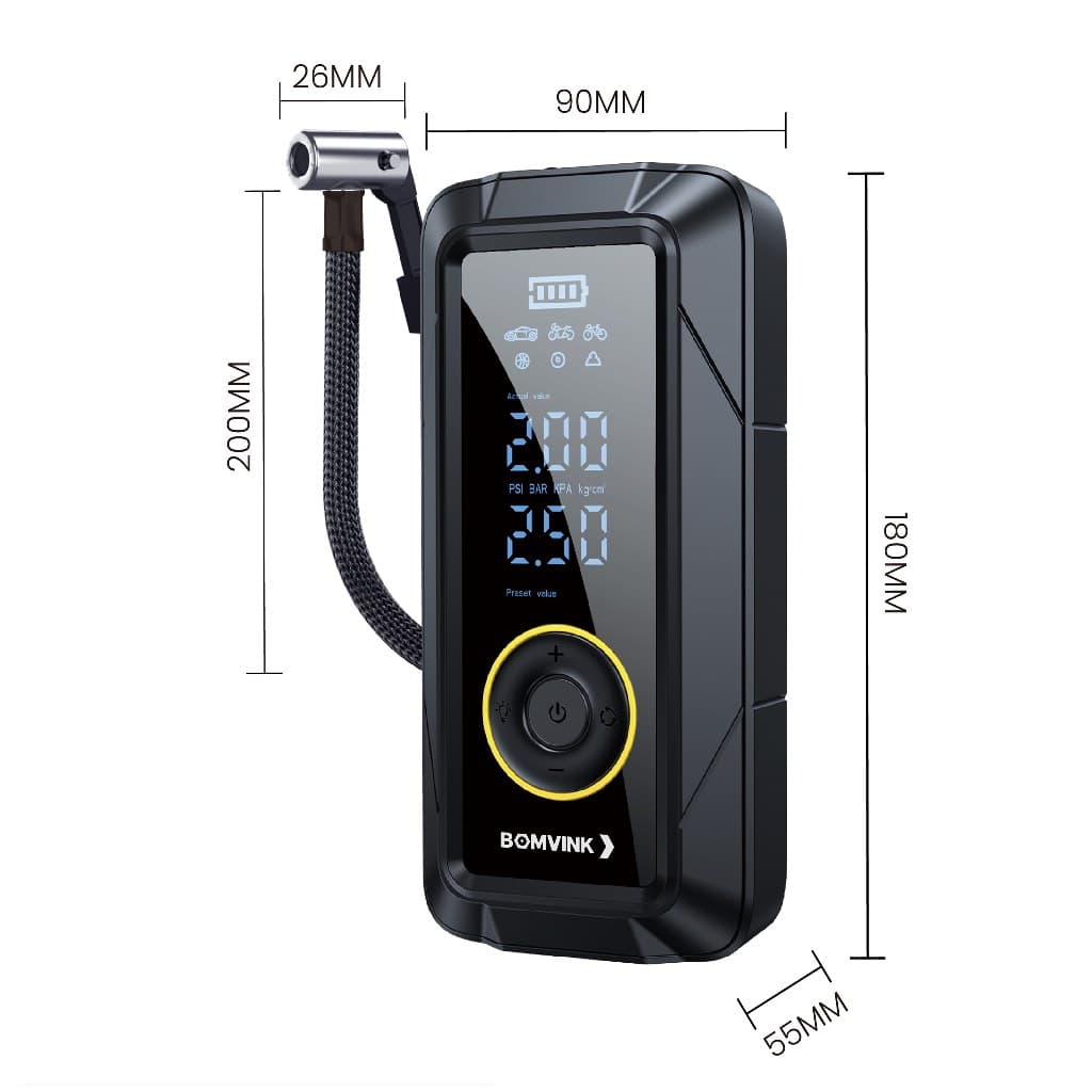 Bomba de Ar Compressor Digital Portátil com LED Encher Pneu Elétrica Portátil Sem Fio Carros Motos
