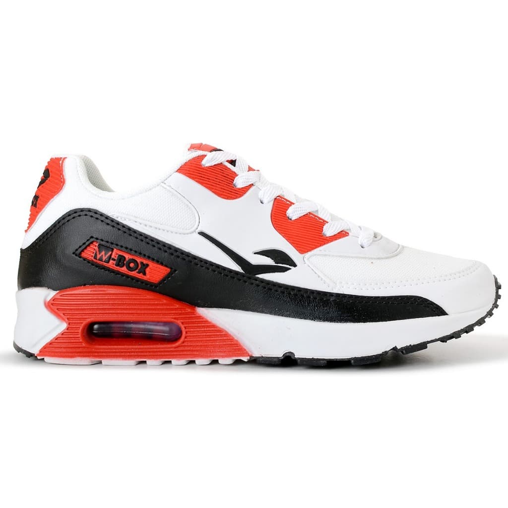 Tenis BRANCO VERMELHO Wbox 90 Masculino Promocao Esportivo Confortavel Academia Casual Caminhada