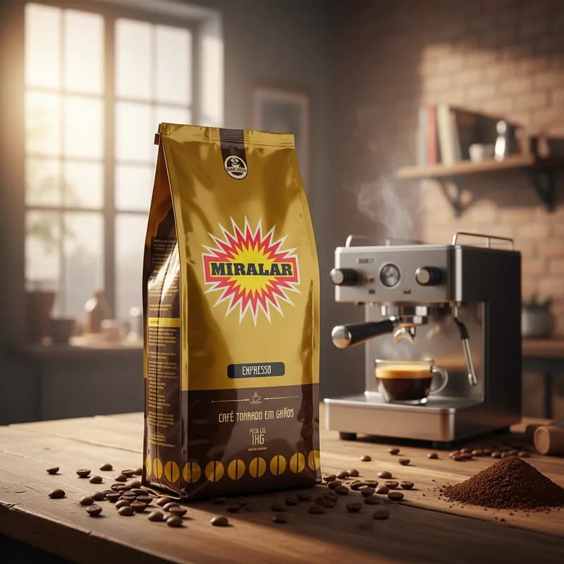 Café Em Grãos Premium Torra Média Expresso Arábica Café Miralar Pacote 1kg