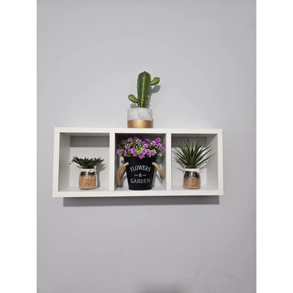 Nicho Retangular 50x20 Triplo Suporte Parede Prateleira 100% MDF Decoração Quarto Sala Cozinha Banheiro