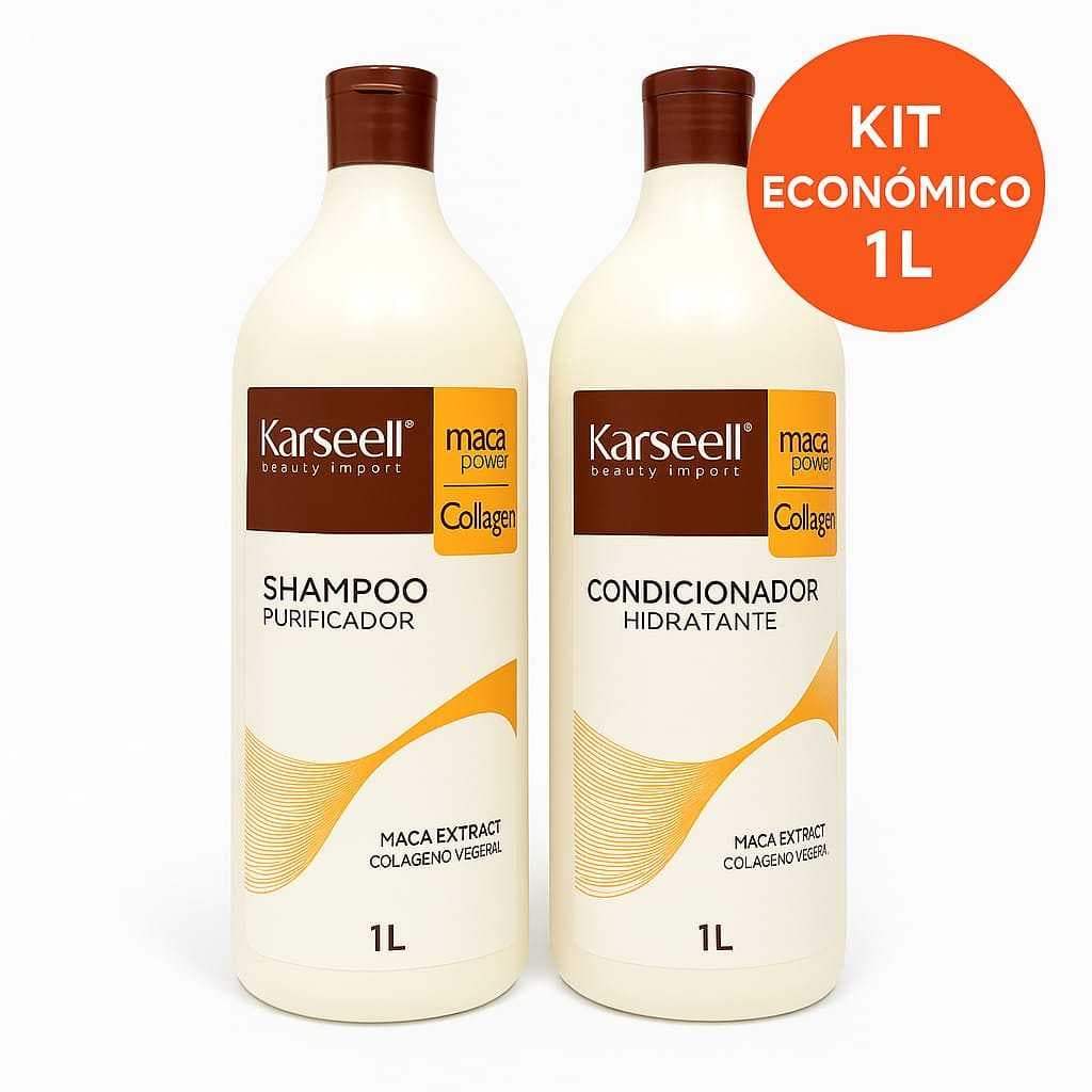 Kit Shampoo Purificador + Condicionador Hidratante 1L Cada – Extrato de Maca & Colágeno