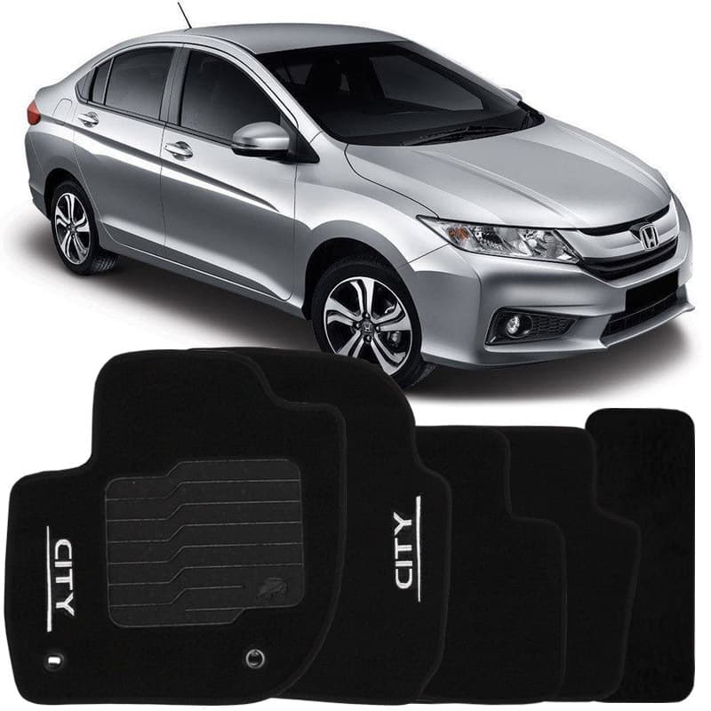 Jogo de Tapete Carpete City 2015 à 2018 Soft Logo Bordado Preto 5 Peças Automotivo