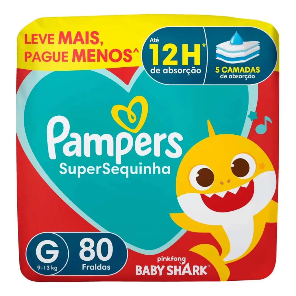 Fralda Pampers SuperSequinha Tam. G - 9 a 13kg 80 Unidades