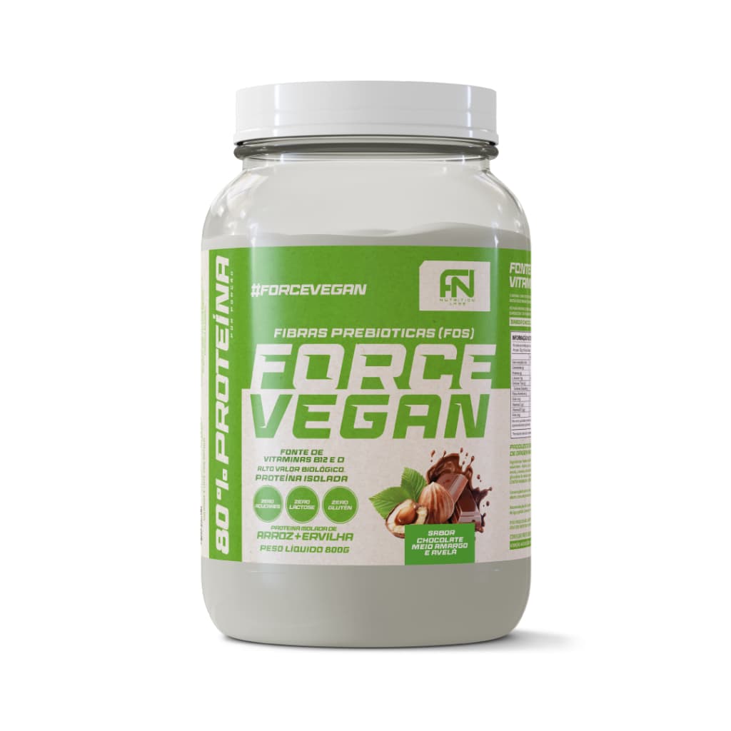 Whey Protein Force Vegan Chocolate Meio Amargo e Avelã 800g Force Nutrition Labs