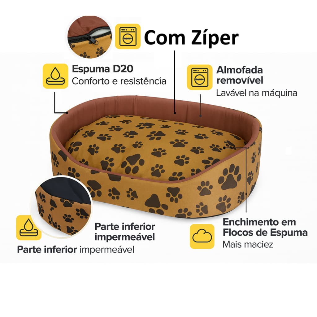 Cama para Cachorro Casinha Caminha Pet Modelo Europa Pequena Lavavel com Ziper