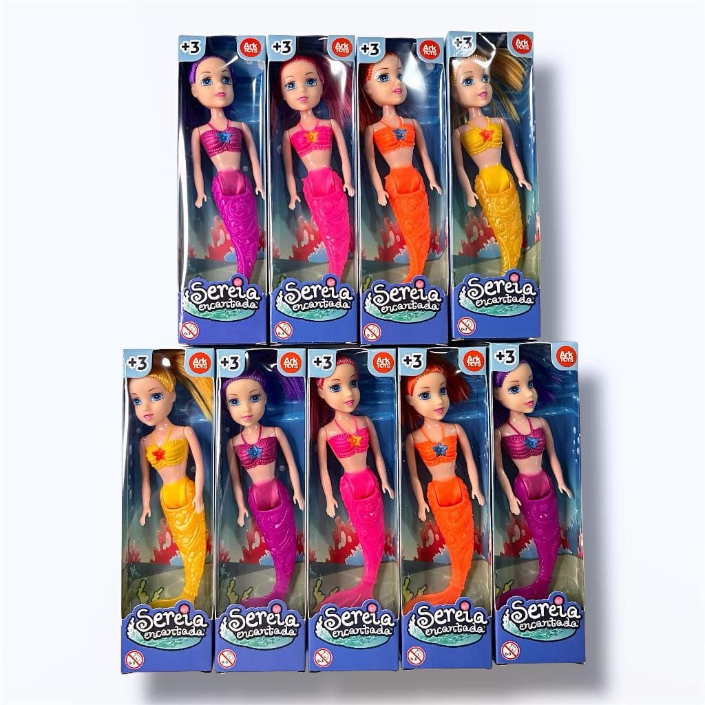 Kits Com Ate 120  Boneca Sereia Mágica Articulada Colorida 17cm ArkToys