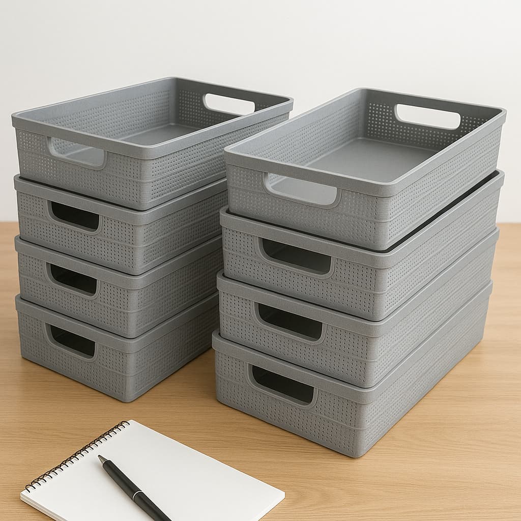Kit 8 Cestos Organizadores 5,2 Litros em Plástico Resistente Para Organização Casa Cozinha Banheiro