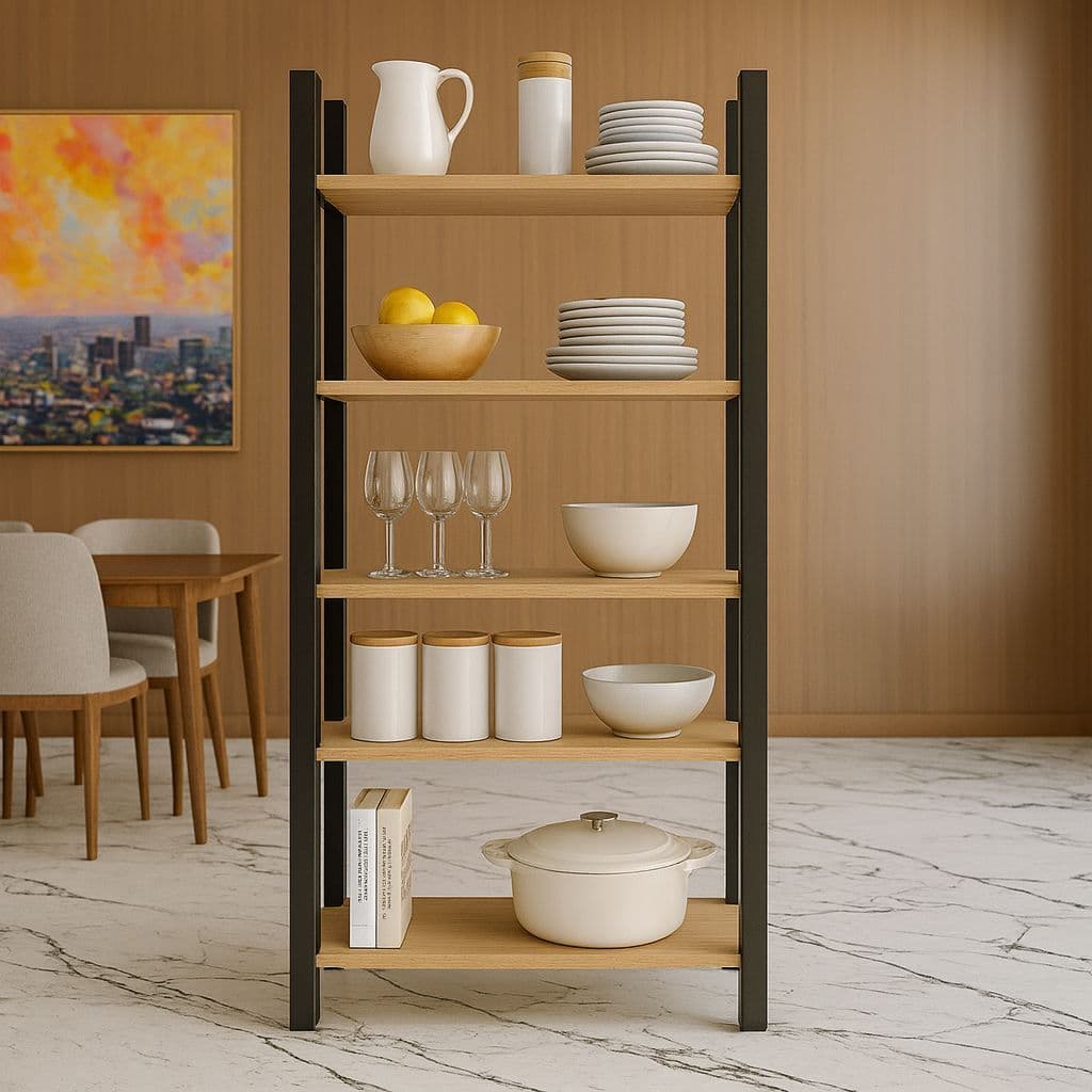 Estante Multiuso Industrial Estilo Vintage – Organizador de Cozinha c/ 5 Prateleiras