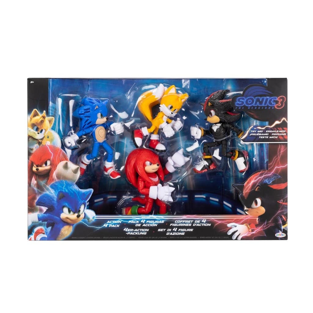 Pack 4 Bonecos Sonic, Tails, Shadow e Knuckles 12cm Articulados- Sunny Brinquedos