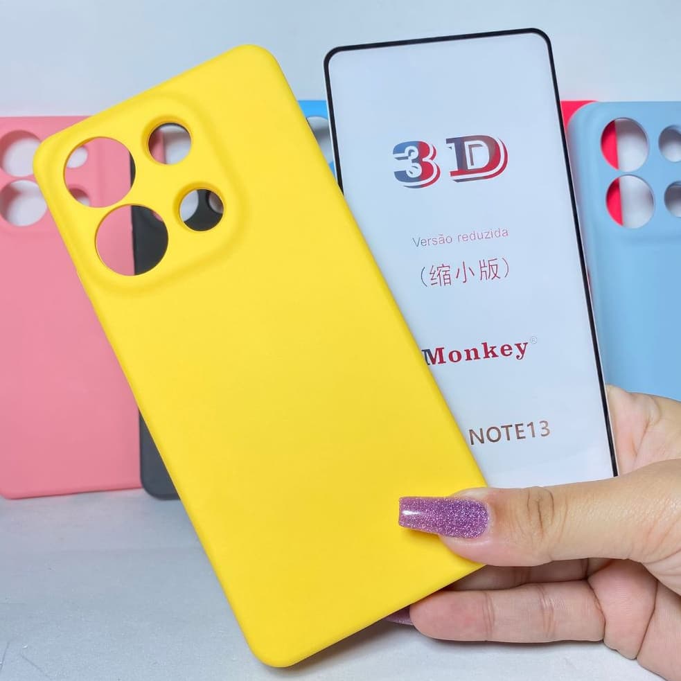 Capa Note 13 + Película 3D Kit Redmi Capinha Case Protetora Celular Silicone