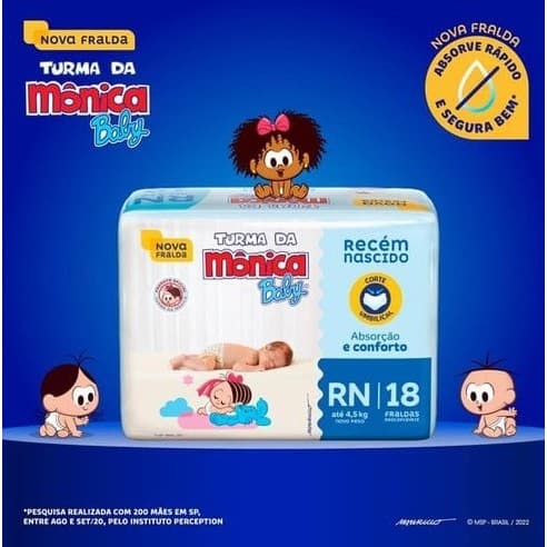 Turma da Mônica Baby Fralda Jumbinho Rn 18 Unidades